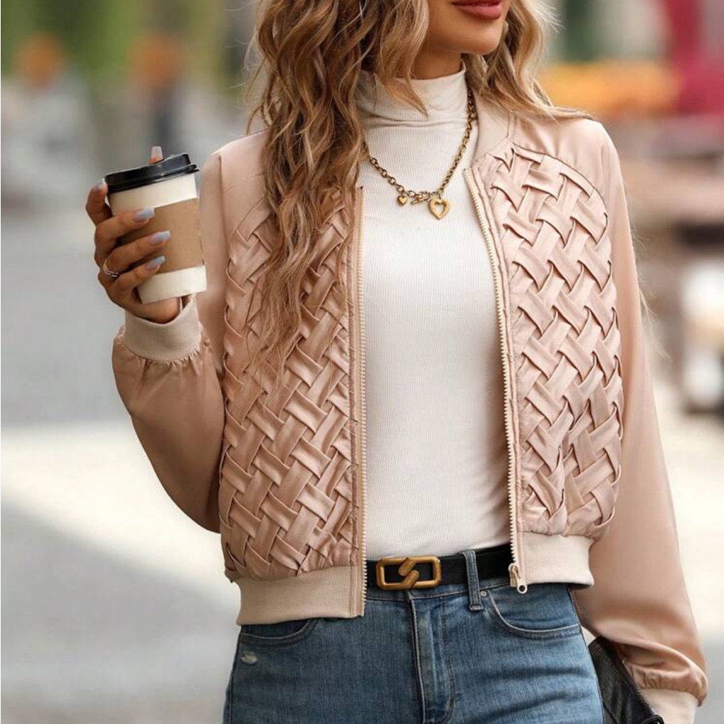 Solid Zip Up Bomber Jacket